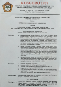 Yuyus Mohamad Yusuf Ditunjuk Sebagai PLT Ketua PDK KOSGORO 1957 Indramayu