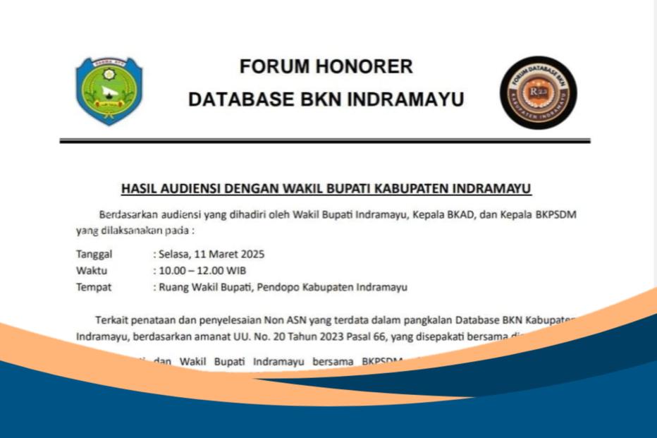 Pemkab Indramayu Komitmen Angkat 2.648 Honorer, Forum Honorer Kawal Ketat Realisasinya Dokumen Audiensi Pengangkatan Honorer Indramayu