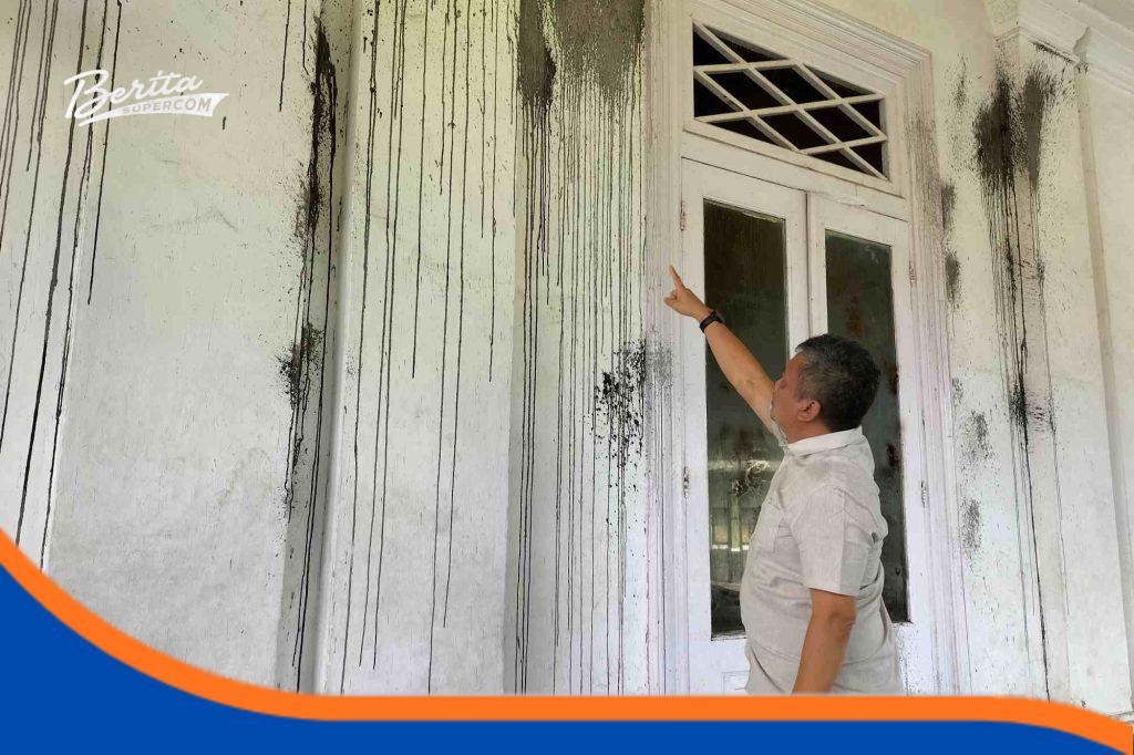 dinding akibat tindakan vandalisme saat aktivitas pembuatan film.