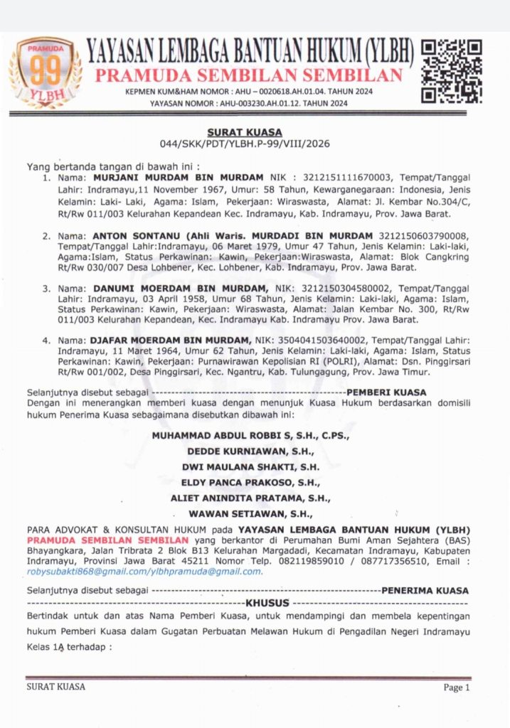 Surat kuasa ahli waris ke ylbh Pramuda 99 