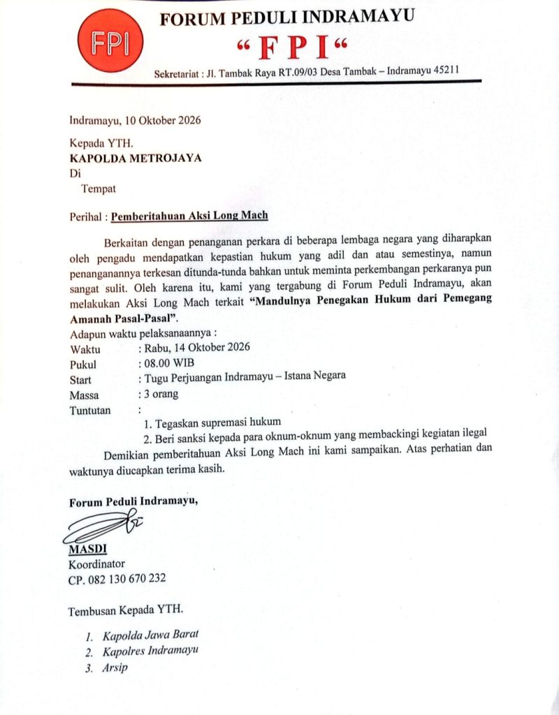Surat pemberitahuan aksi long march 